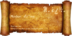 Modor Éva névjegykártya